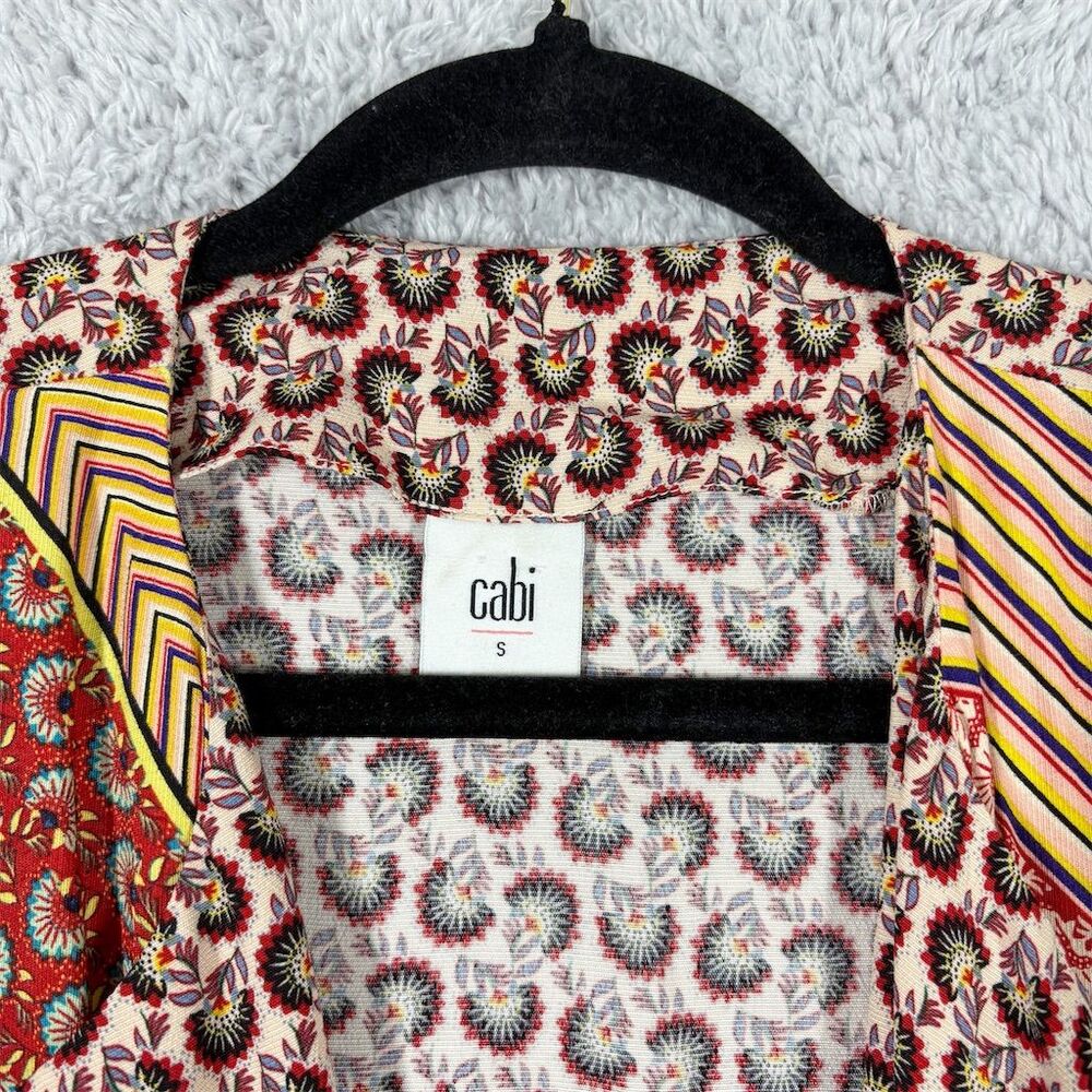 CAbi Poet Jacket Kimono Duster Size S Patchwork Multicolor Striped‎ Boho Tie - Picture 5 of 11